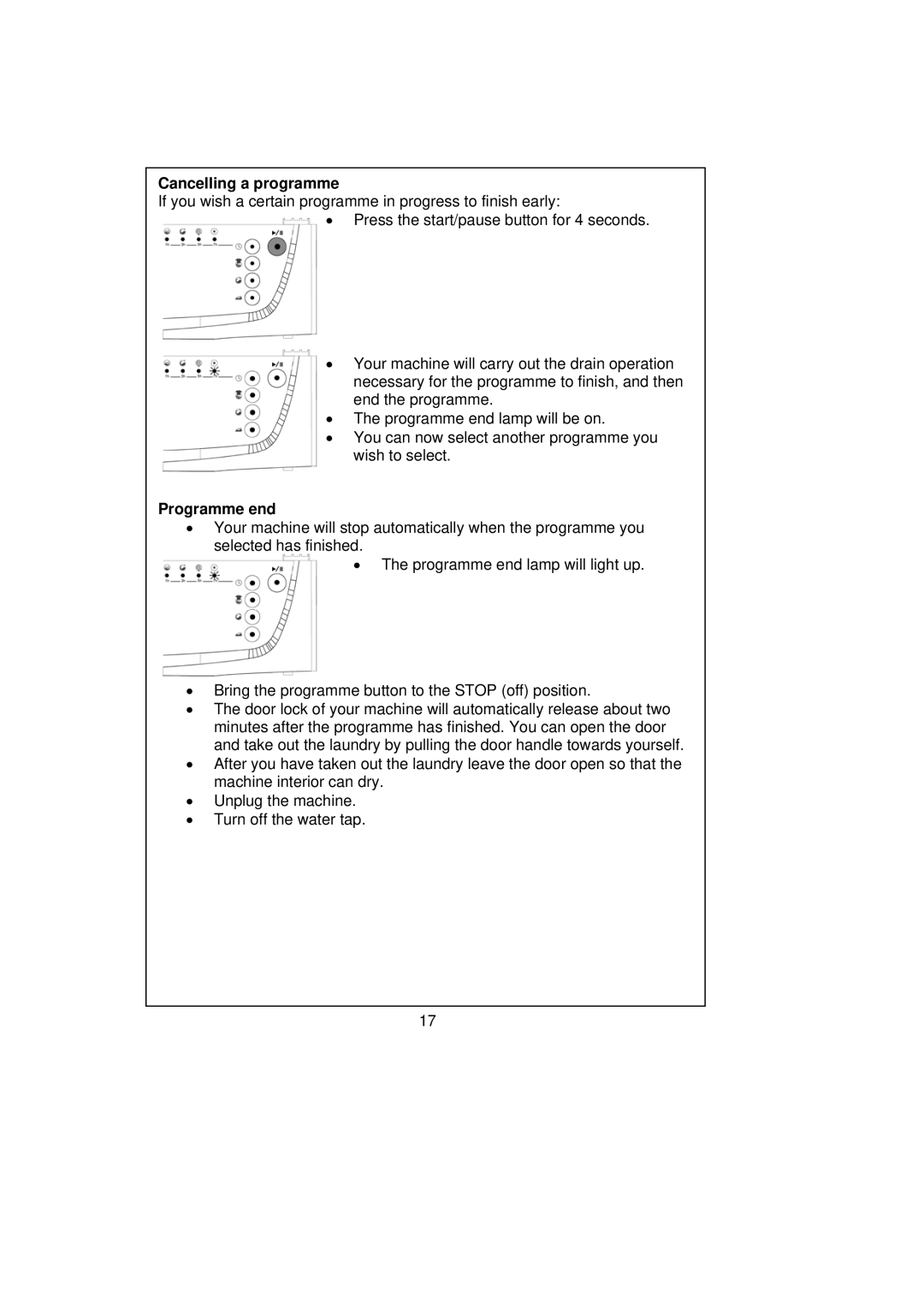 Smeg SWM65 user manual Cancelling a programme 