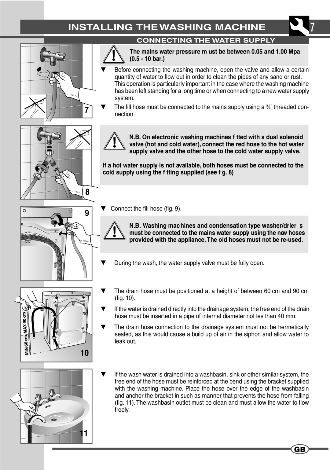 Smeg SWM65EG manual Connecting the Water Supply 