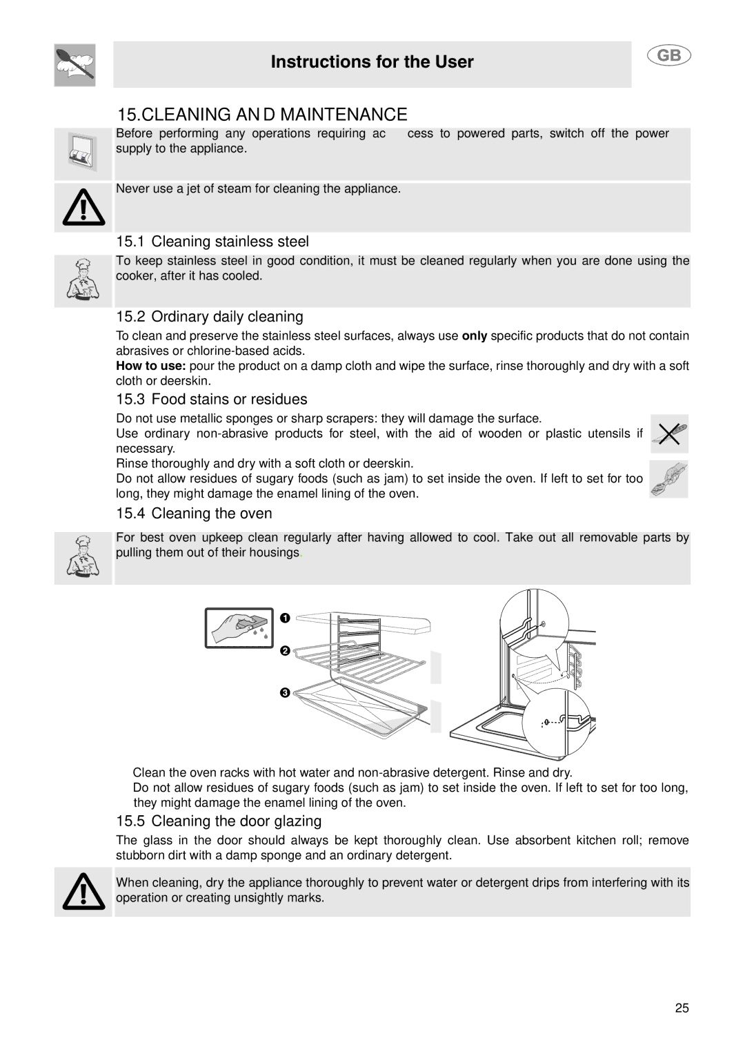 Smeg SY4110 manual Cleaning and Maintenance 