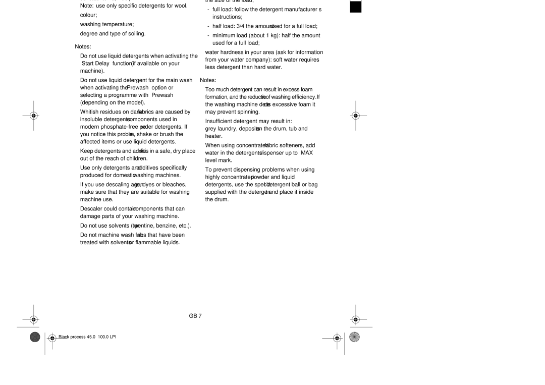 Smeg TLS12 manual Detergents and Additives, Choice of the right detergents and additives, Dosage 