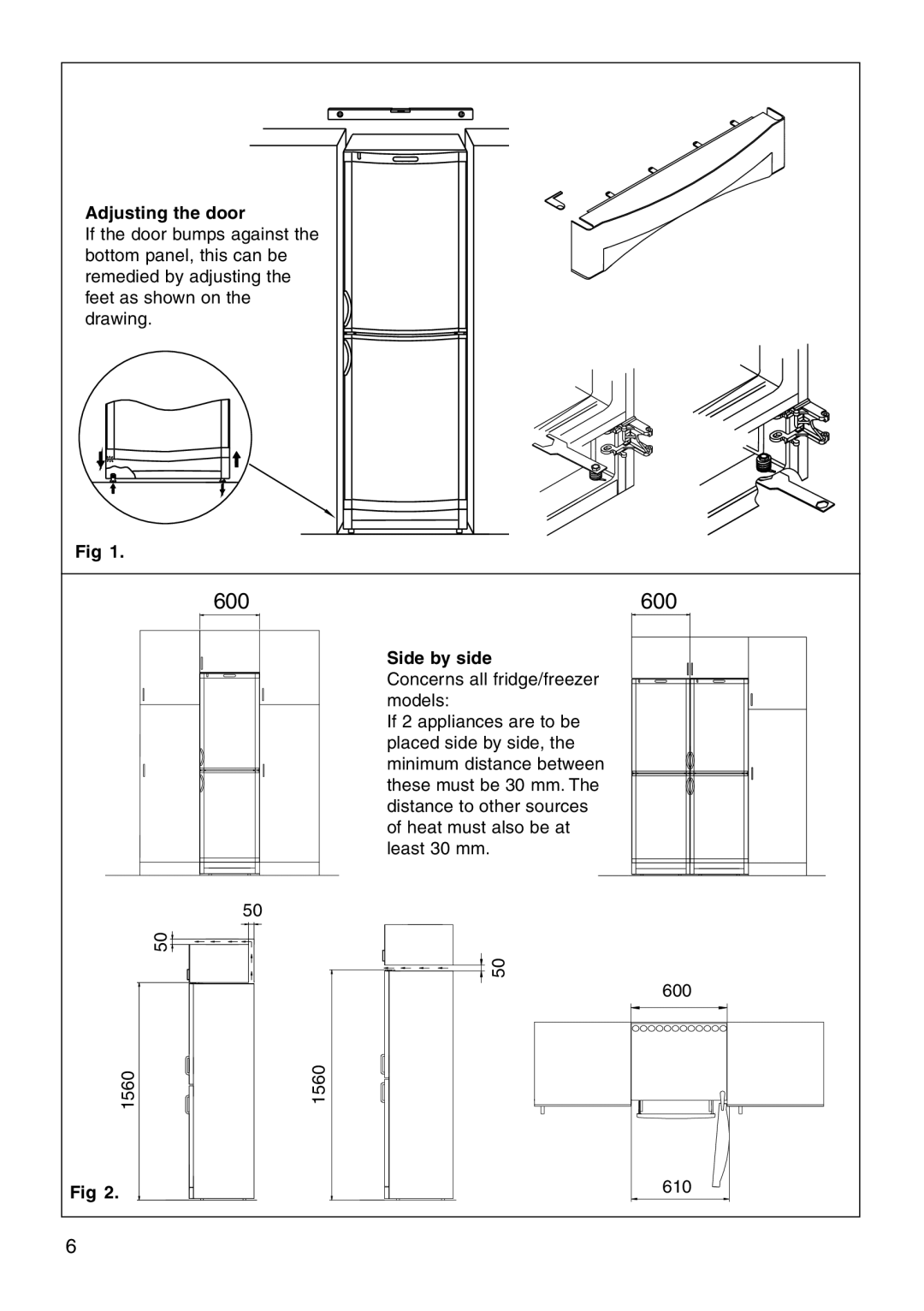 Smeg UKFC36RX2, UKFC40RX3 manual Adjusting the door, Side by side 