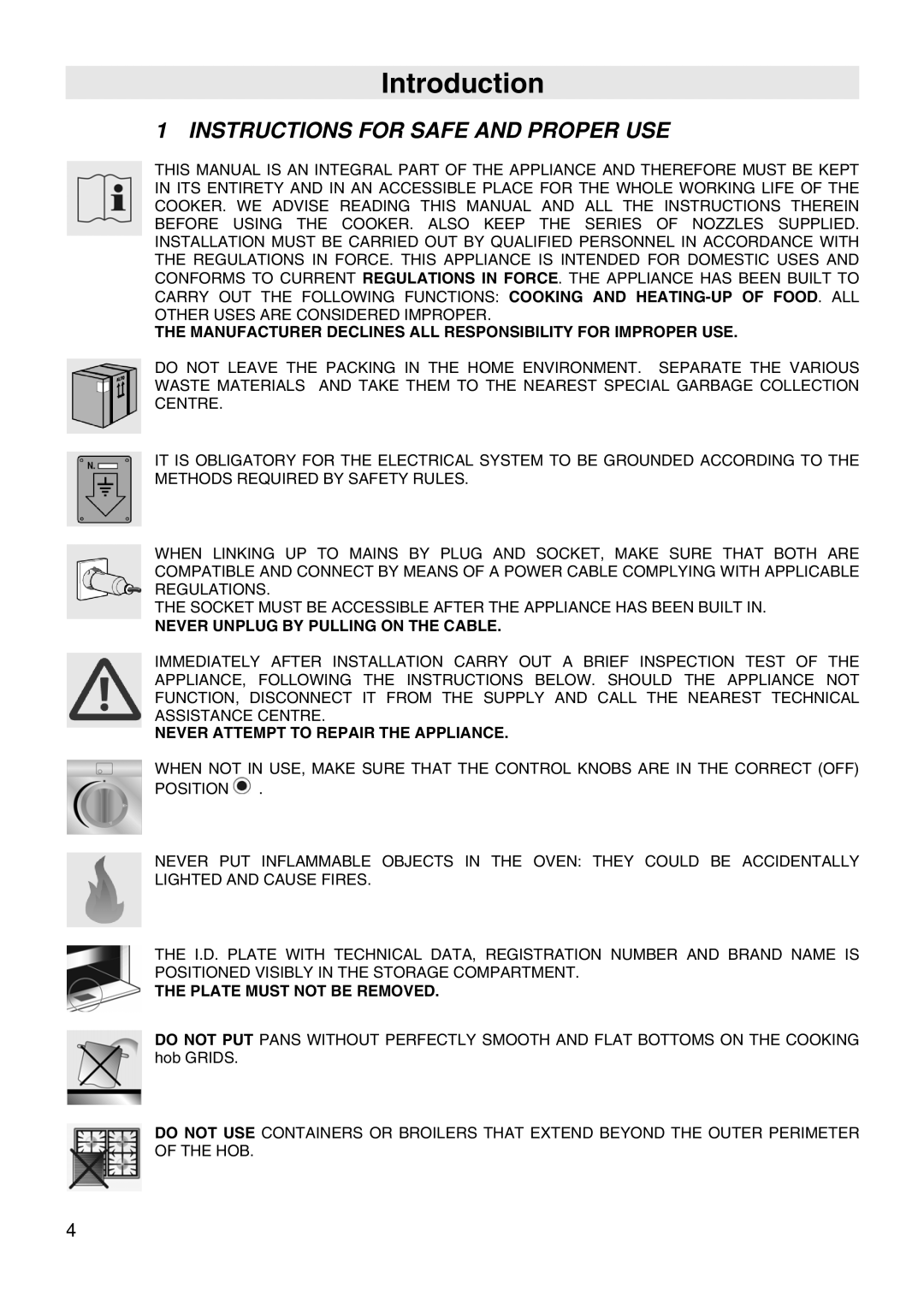 Smeg VA91XVG, VA61XVG manual Introduction, Instructions for Safe and Proper USE 