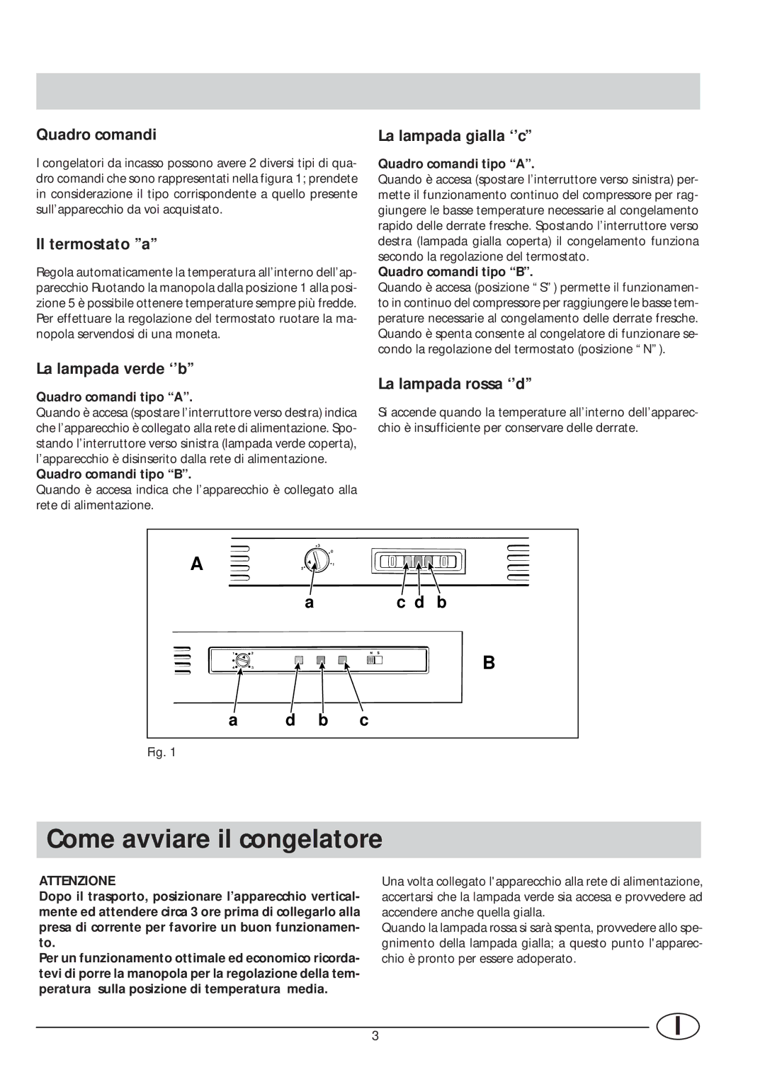 Smeg VR105NE1 manual Come avviare il congelatore 