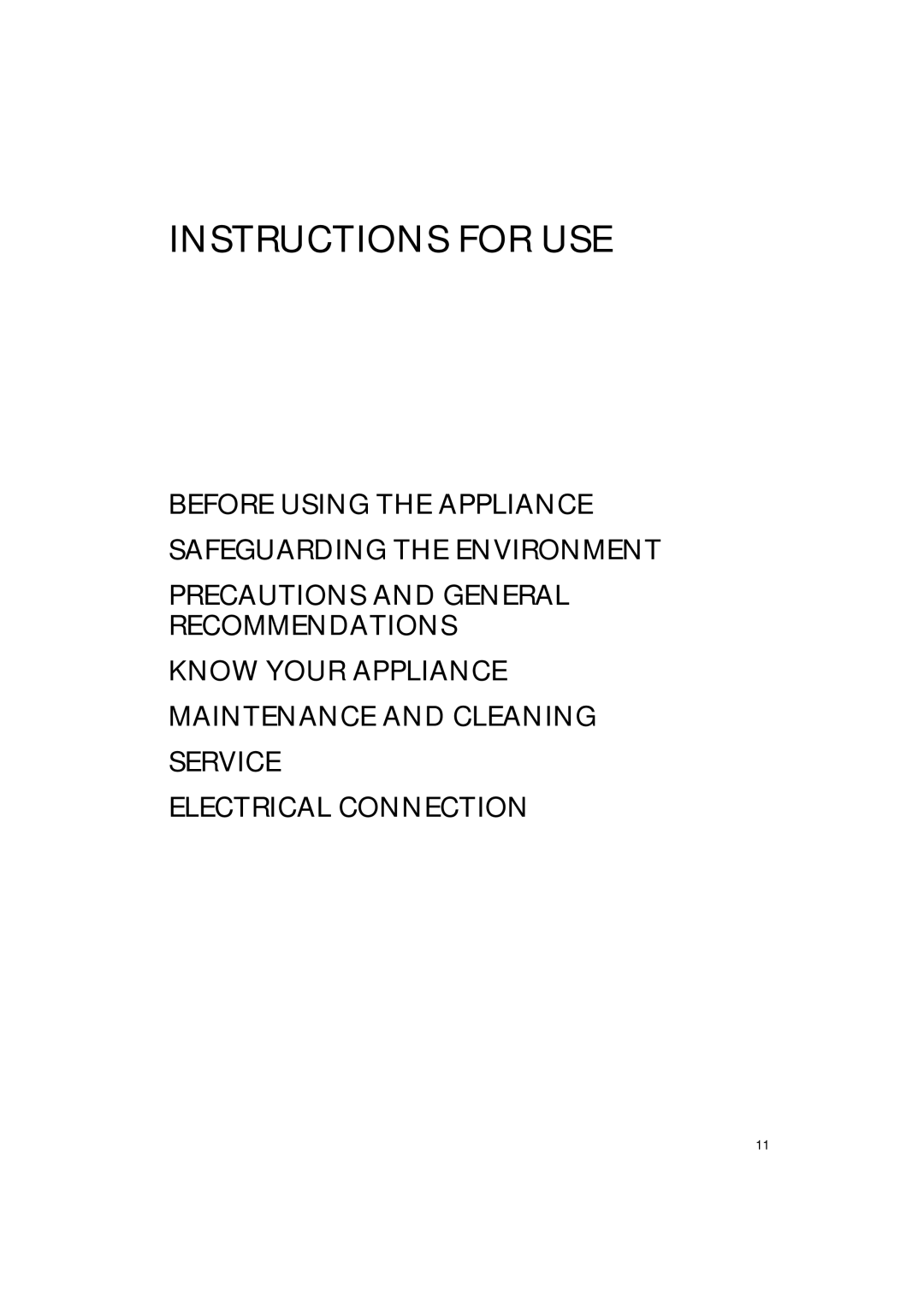 Smeg VR115A manual Precautions And General Recommendations, Electrical Connection, Instructions For Use 