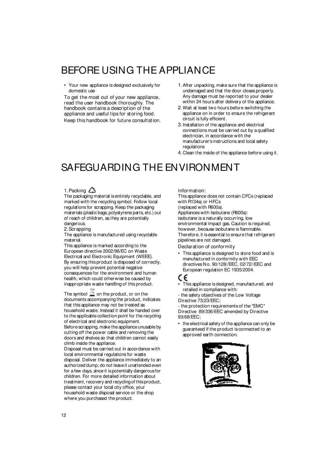 Smeg VR115B1 manual Before Using the Appliance 