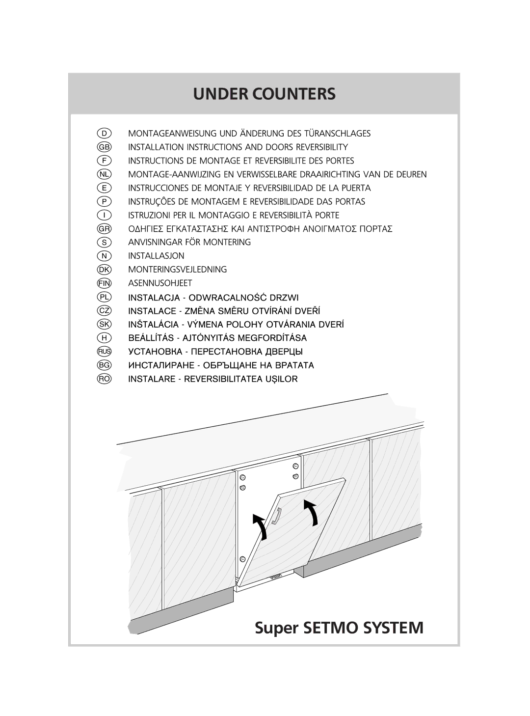 Smeg VR115B1 manual Under Counters 