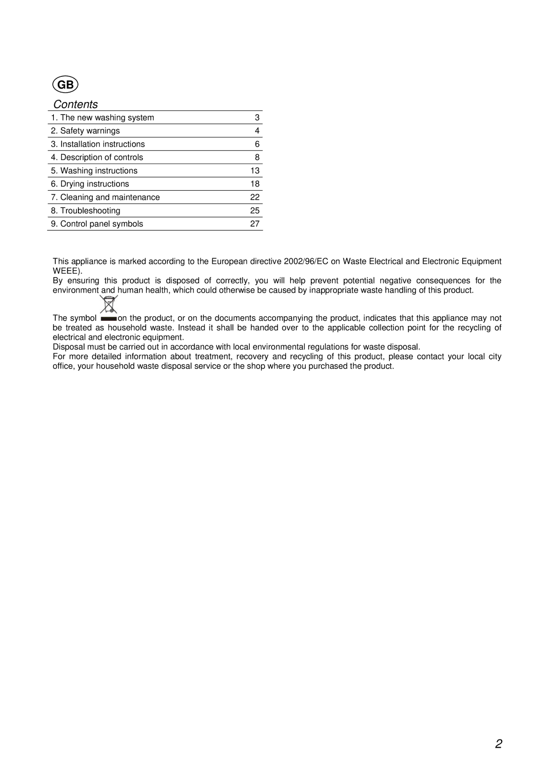 Smeg WDF16BAX manual Contents 