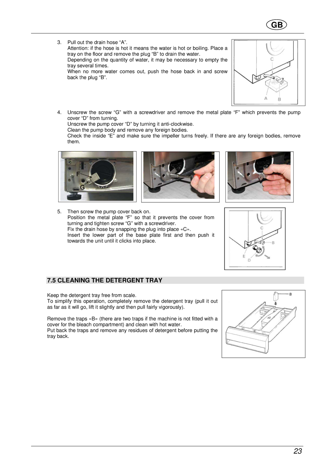 Smeg WDF16BAX manual Cleaning the Detergent Tray 