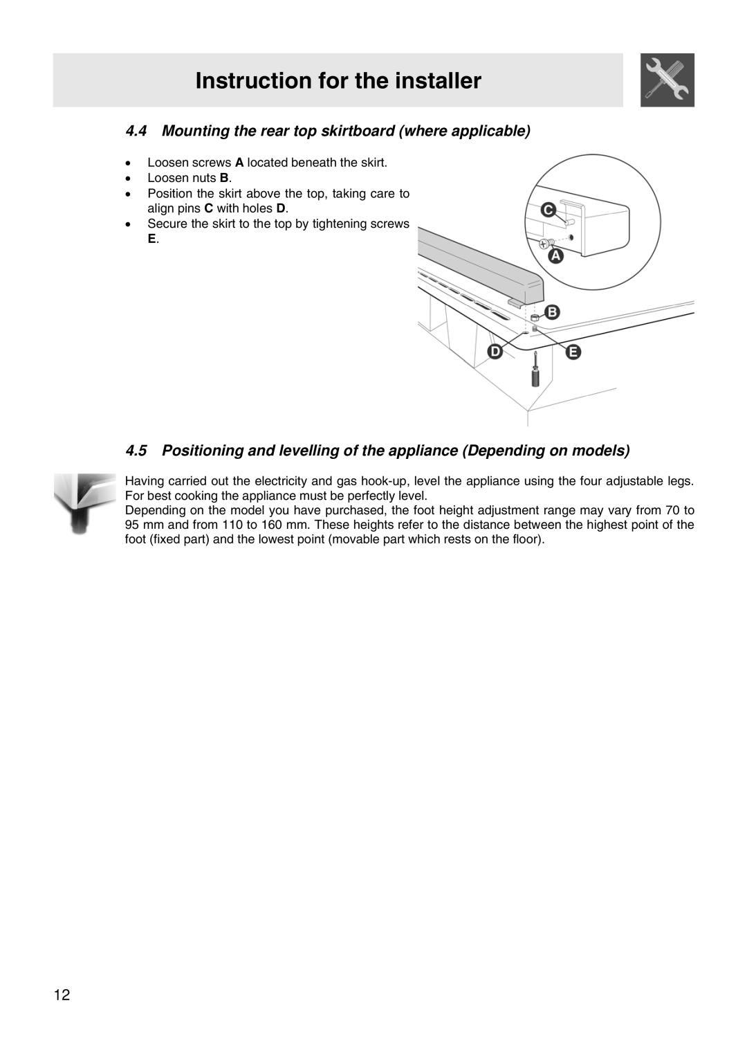 Smeg WIL61BVM manual Mounting the rear top skirtboard where applicable 