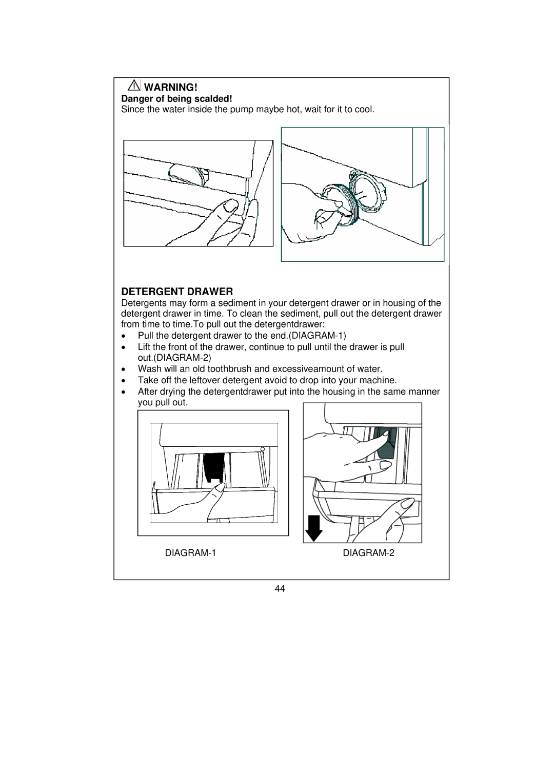 Smeg WM40T-1 technical specifications Detergent Drawer 