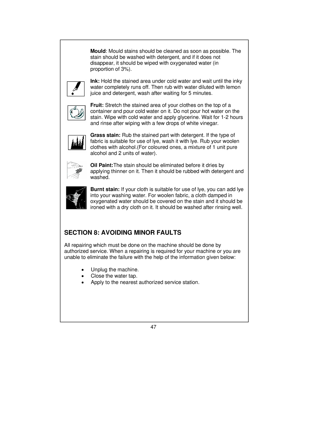 Smeg WM40T-1 technical specifications Avoiding Minor Faults 