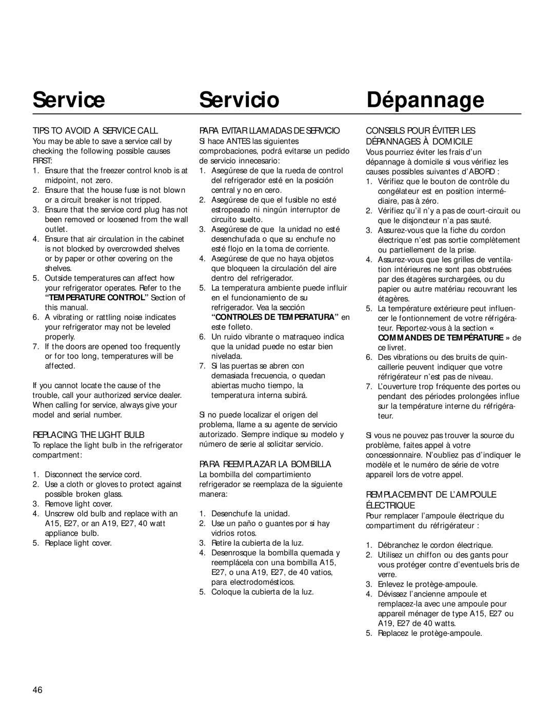 Smeg WRSR25V5A manual Service Servicio Dépannage 