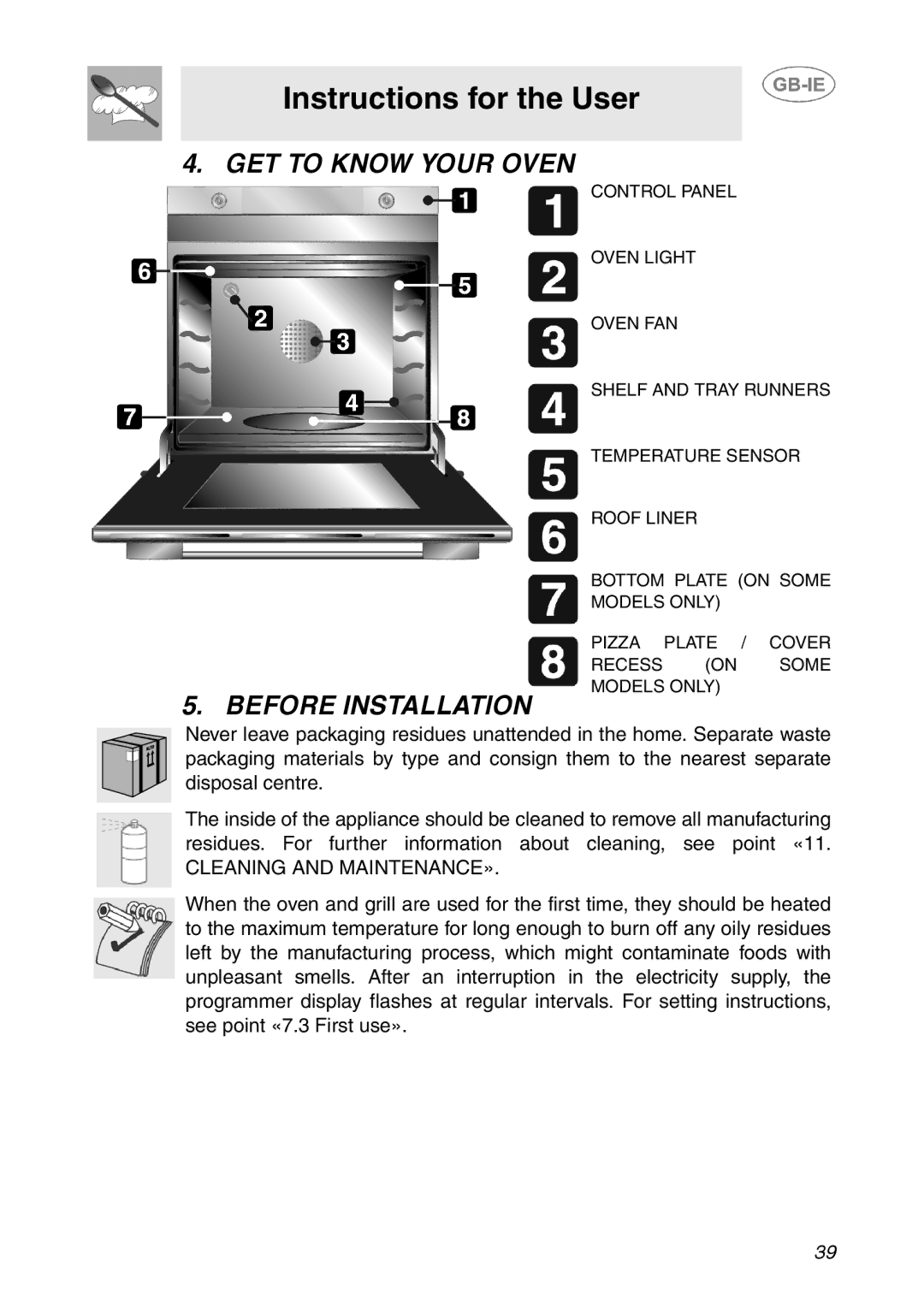 Smeg XXSC111P manual Instructions for the User, GET to Know Your Oven, Before Installation 