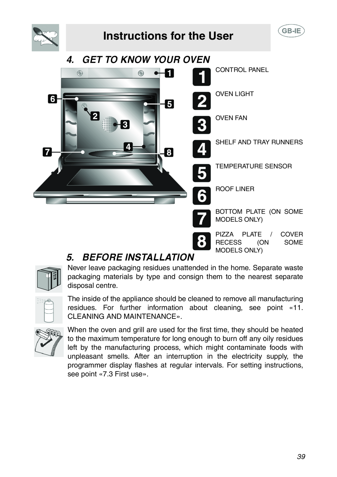 Smeg XXSC111P manual Instructions for the User, Get To Know Your Oven, Before Installation 