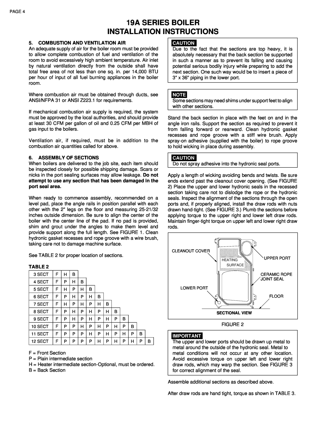 Smith Cast Iron Boilers 19A SERIES BOILER INSTALLATION INSTRUCTIONS, Combustion And Ventilation Air 