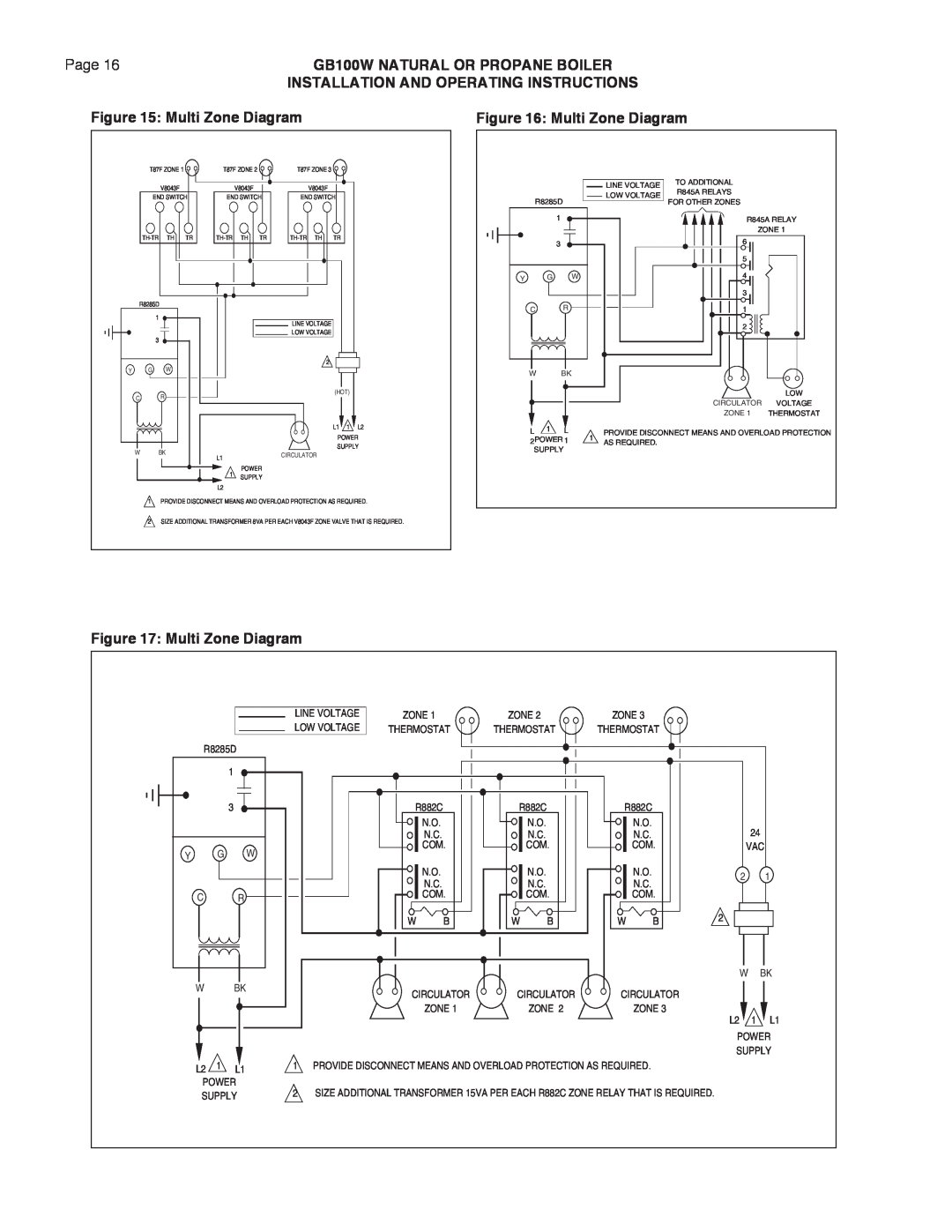 Smith Cast Iron Boilers manual Page, Multi Zone Diagram, GB100W NATURAL OR PROPANE BOILER 