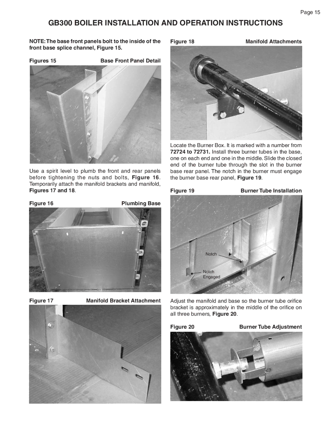 Smith Cast Iron Boilers GB300 warranty Manifold Attachments, Front base splice channel, Figure, Plumbing Base 