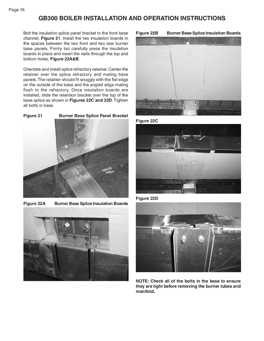 Smith Cast Iron Boilers GB300 warranty Burner Base Splice Panel Bracket, Burner Base Splice Insulation Boards 