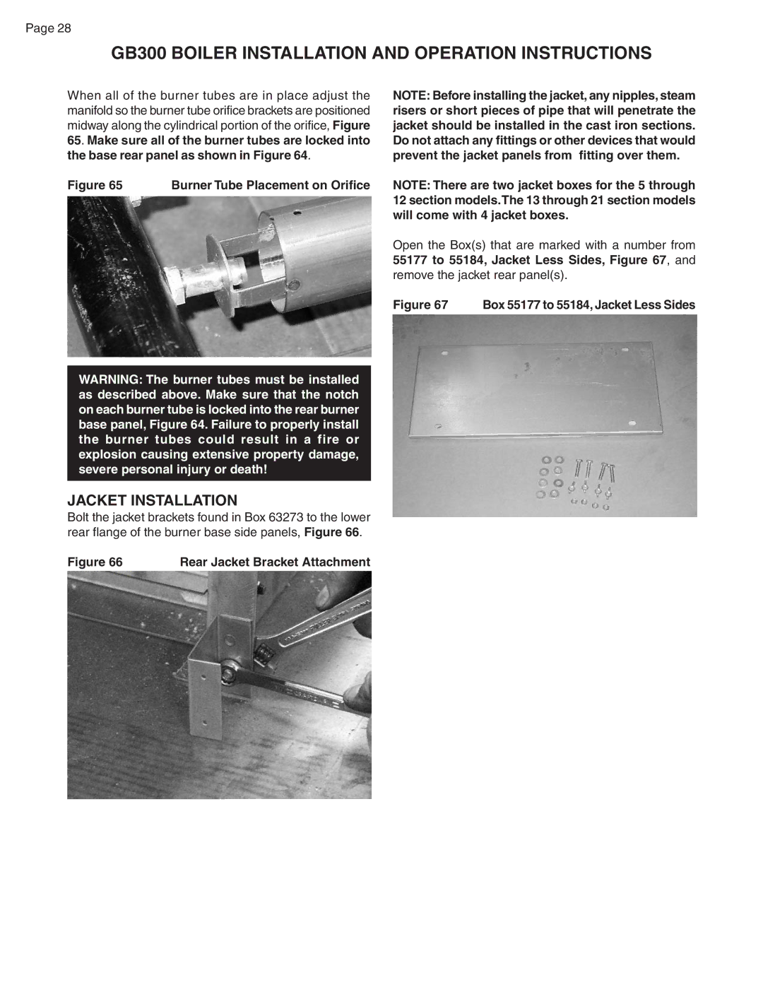 Smith Cast Iron Boilers GB300 warranty Jacket Installation, Rear Jacket Bracket Attachment 