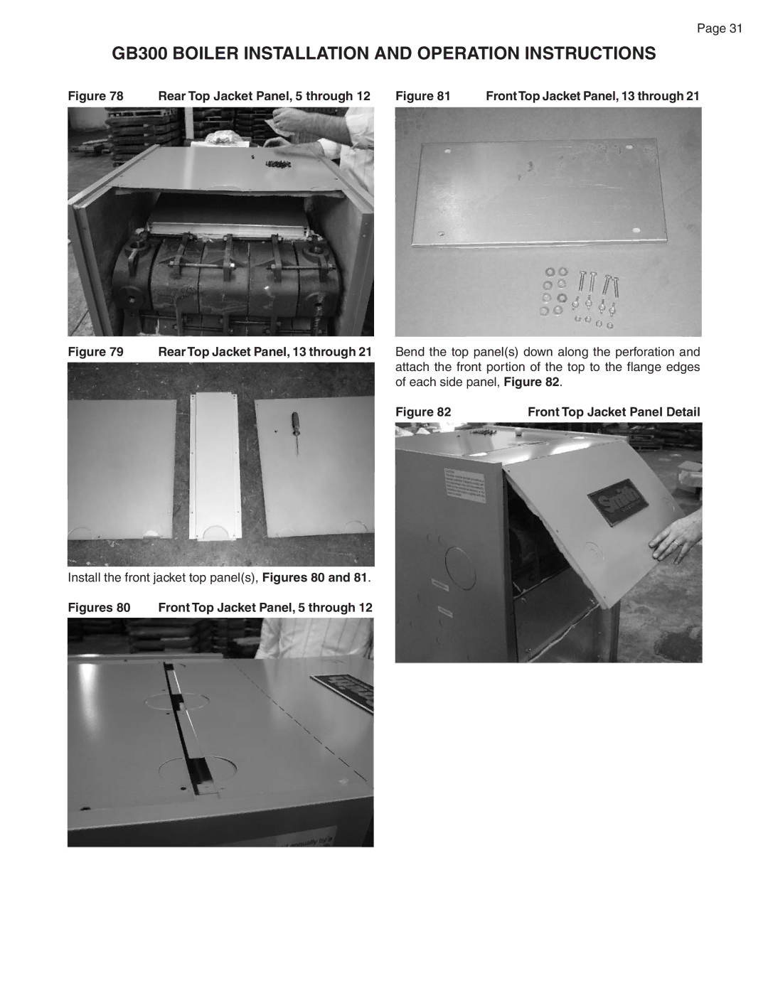 Smith Cast Iron Boilers GB300 warranty Rear Top Jacket Panel, 5 through, Figures 80 Front Top Jacket Panel, 5 through 