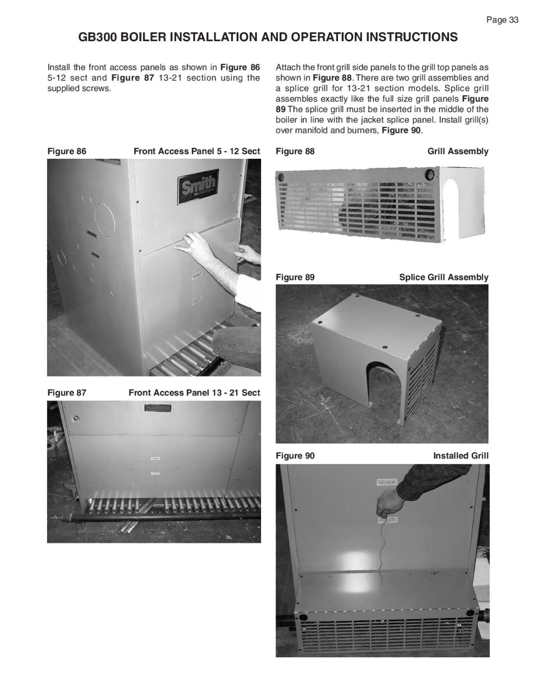 Smith Cast Iron Boilers GB300 Front Access Panel 5 12 Sect, Splice Grill Assembly, Front Access Panel 13 21 Sect 