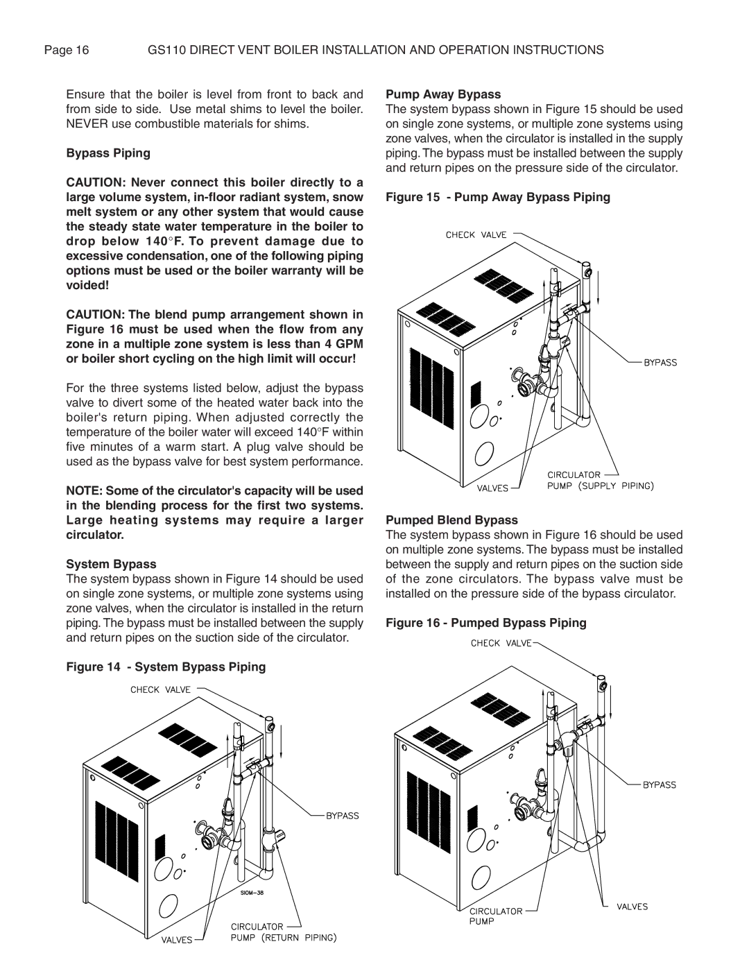 Smith Cast Iron Boilers GS110W operation manual Bypass Piping, System Bypass, Pump Away Bypass 