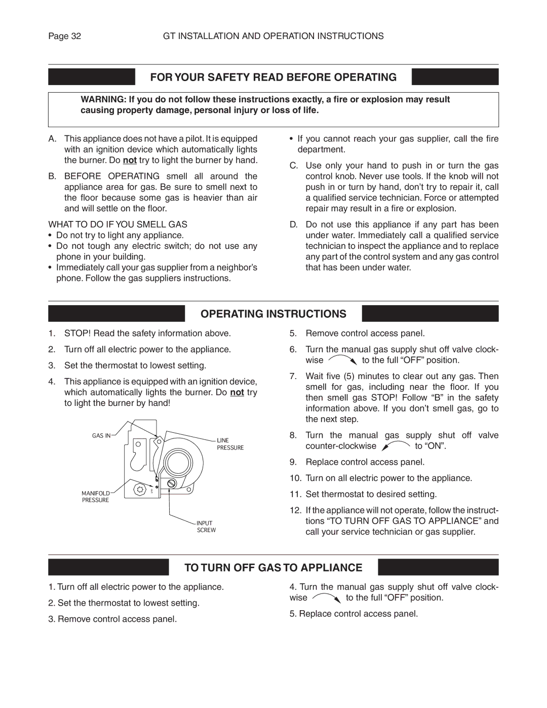 Smith Cast Iron Boilers GT Series manual For Your Safety Read Before Operating 