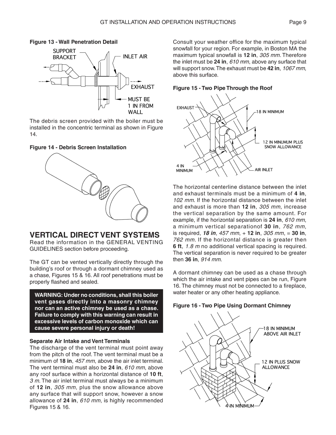 Smith Cast Iron Boilers GT Series manual Vertical Direct Vent Systems, Debris Screen Installation 