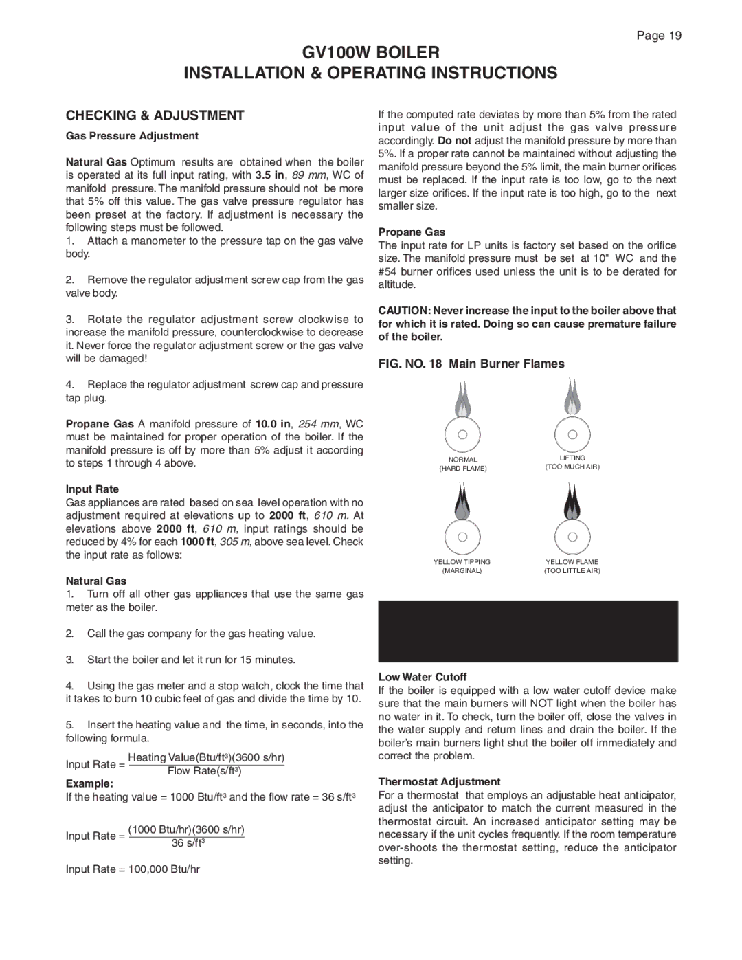 Smith Cast Iron Boilers GVIOM-5R manual Checking & Adjustment 