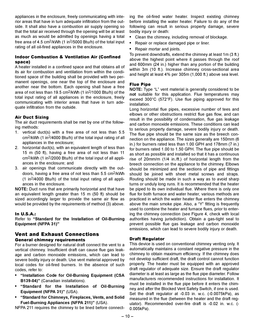 Smith Cast Iron Boilers JWF507, JW727, JWF657, JW527, JW327, JW317, JWF307V, JW717, JW517 manual Vent and Exhaust Connections 