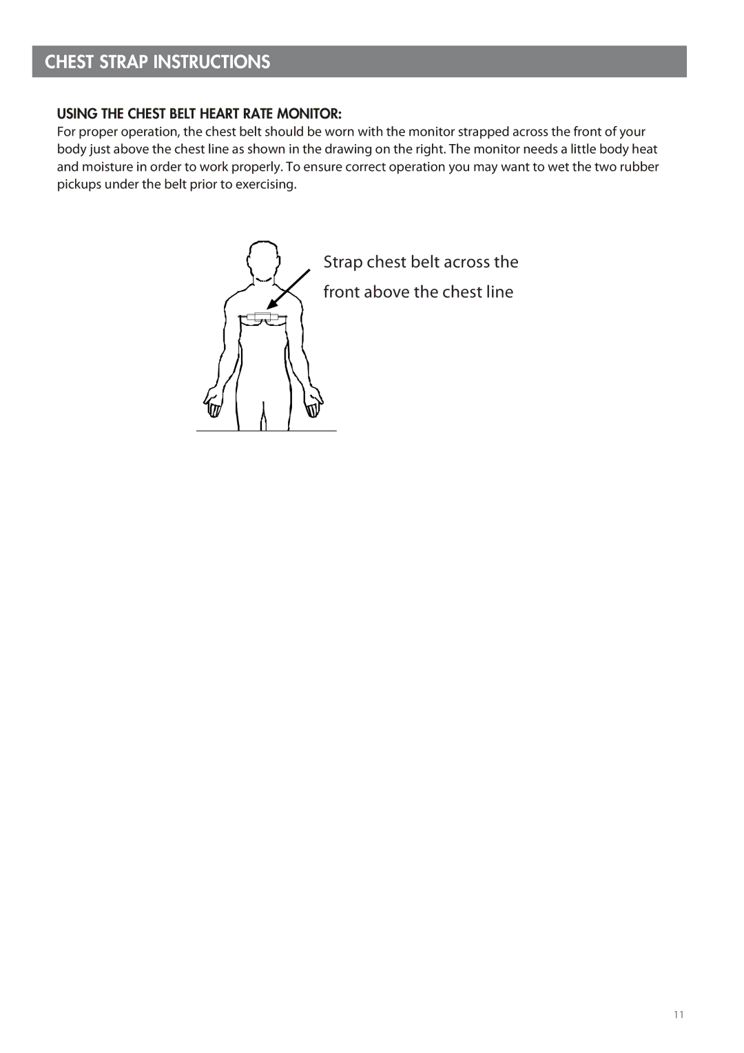 Smooth Fitness 07858-699 manual Chest Strap Instructions 