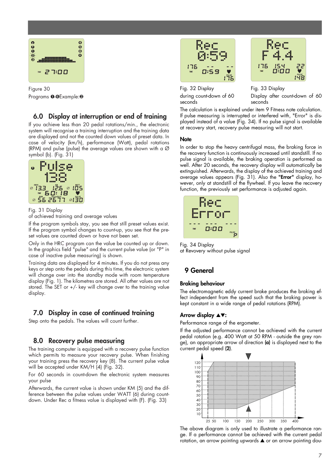 Smooth Fitness 07858-699 Display at interruption or end of training, Display in case of training, Recovery pulse measuring 