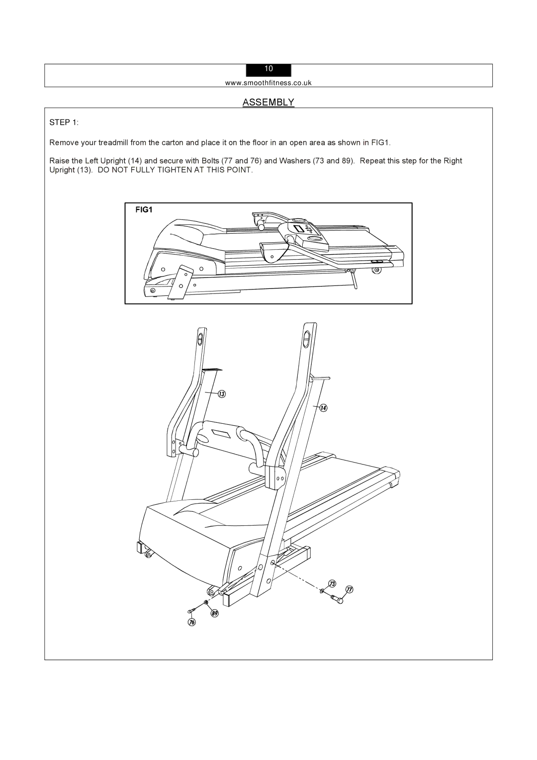 Smooth Fitness 5.15E user manual Assembly, Step 