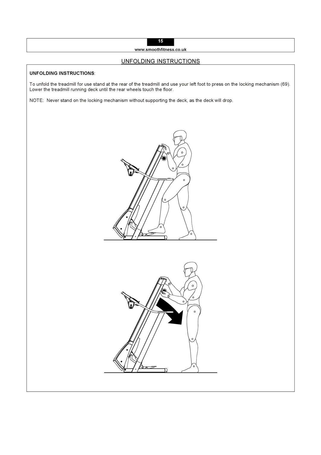 Smooth Fitness 5.15E user manual Unfolding Instructions 