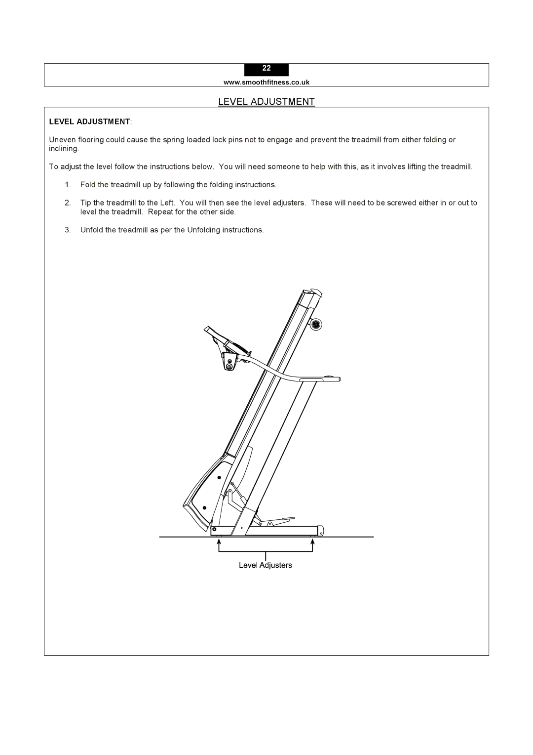 Smooth Fitness 5.15E user manual Level Adjustment 