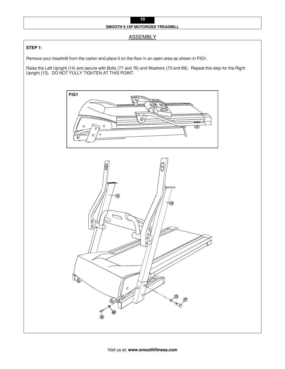 Smooth Fitness 5.15P user manual Assembly, Step 