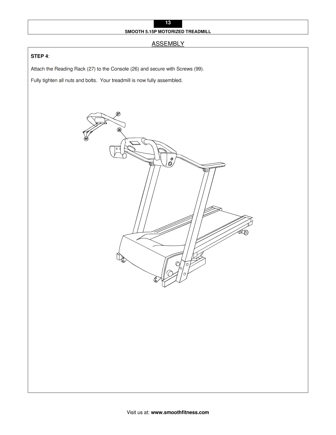 Smooth Fitness 5.15P user manual Assembly 