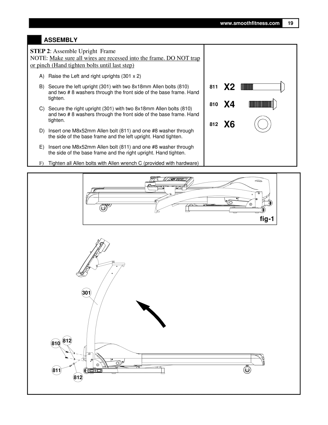 Smooth Fitness 5.25 Motorized Treadmill owner manual 811 810 812 