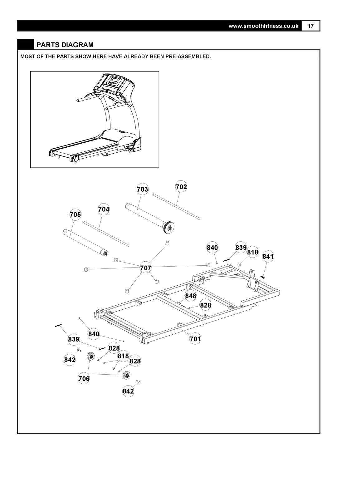 Smooth Fitness 5.25E user manual 703 702 705 704 840 839 841 707 848 828 701 842 818 706 