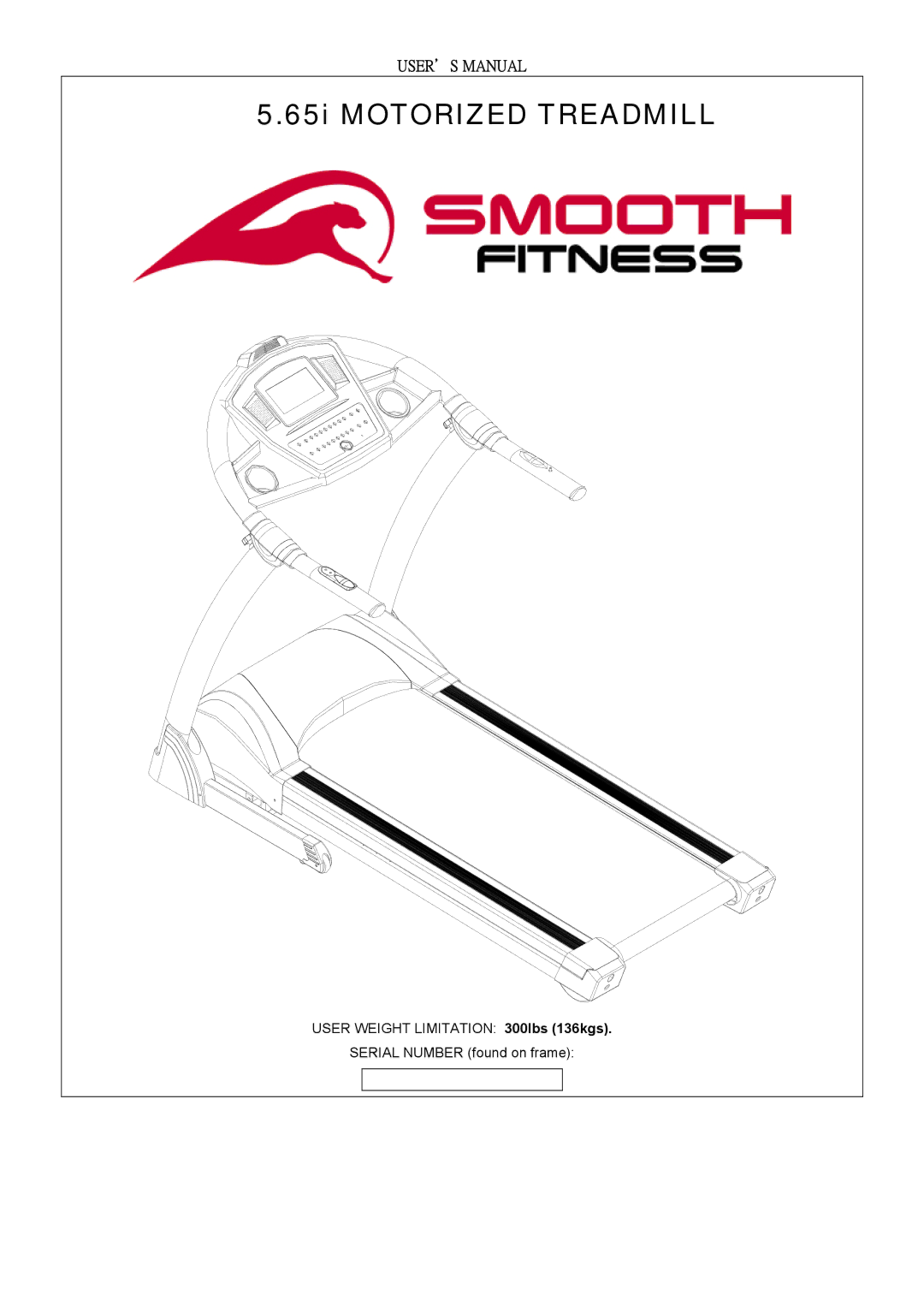 Smooth Fitness 5.65I user manual 65i Motorized Treadmill 