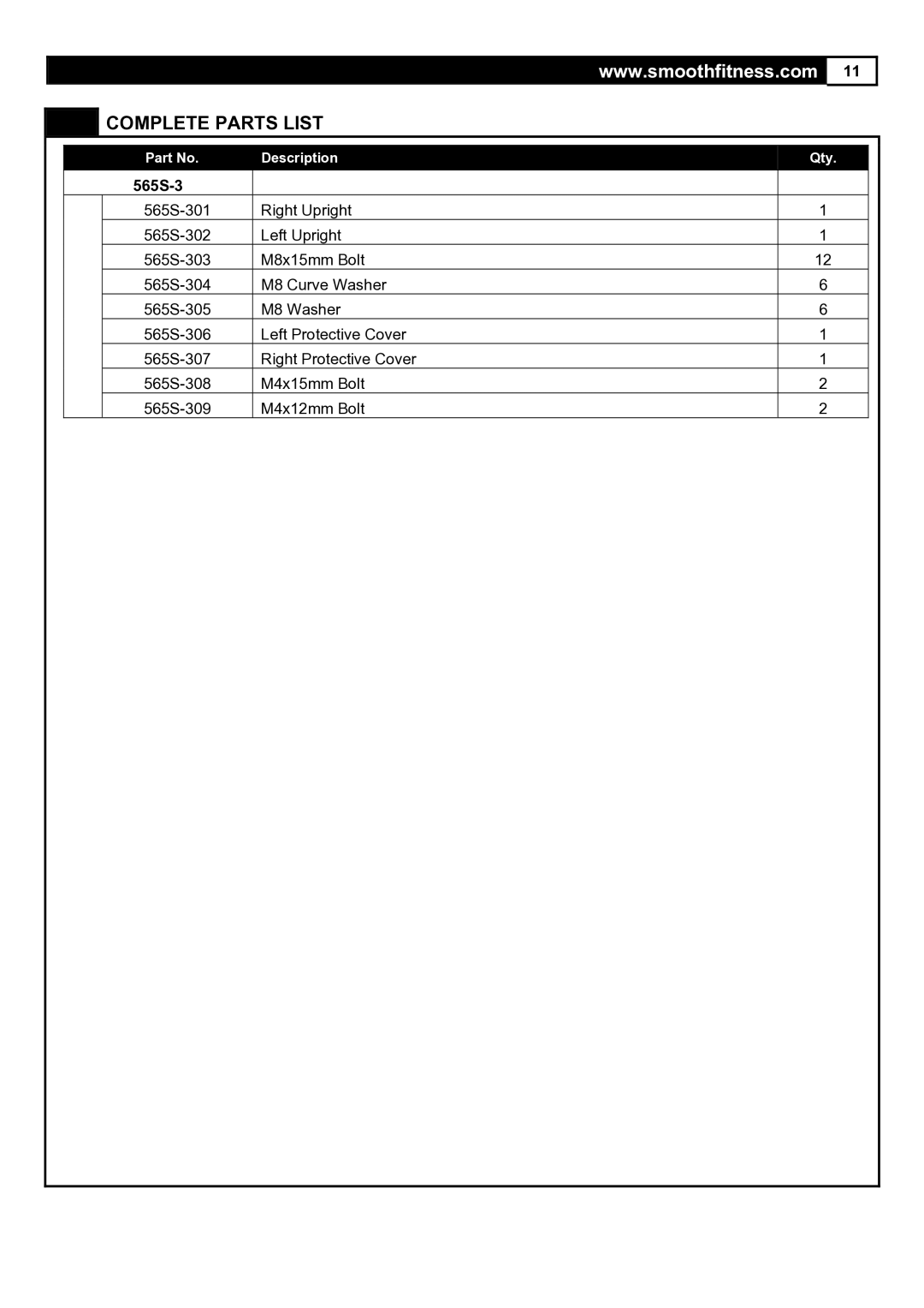 Smooth Fitness 5.65S user manual 565S-3 