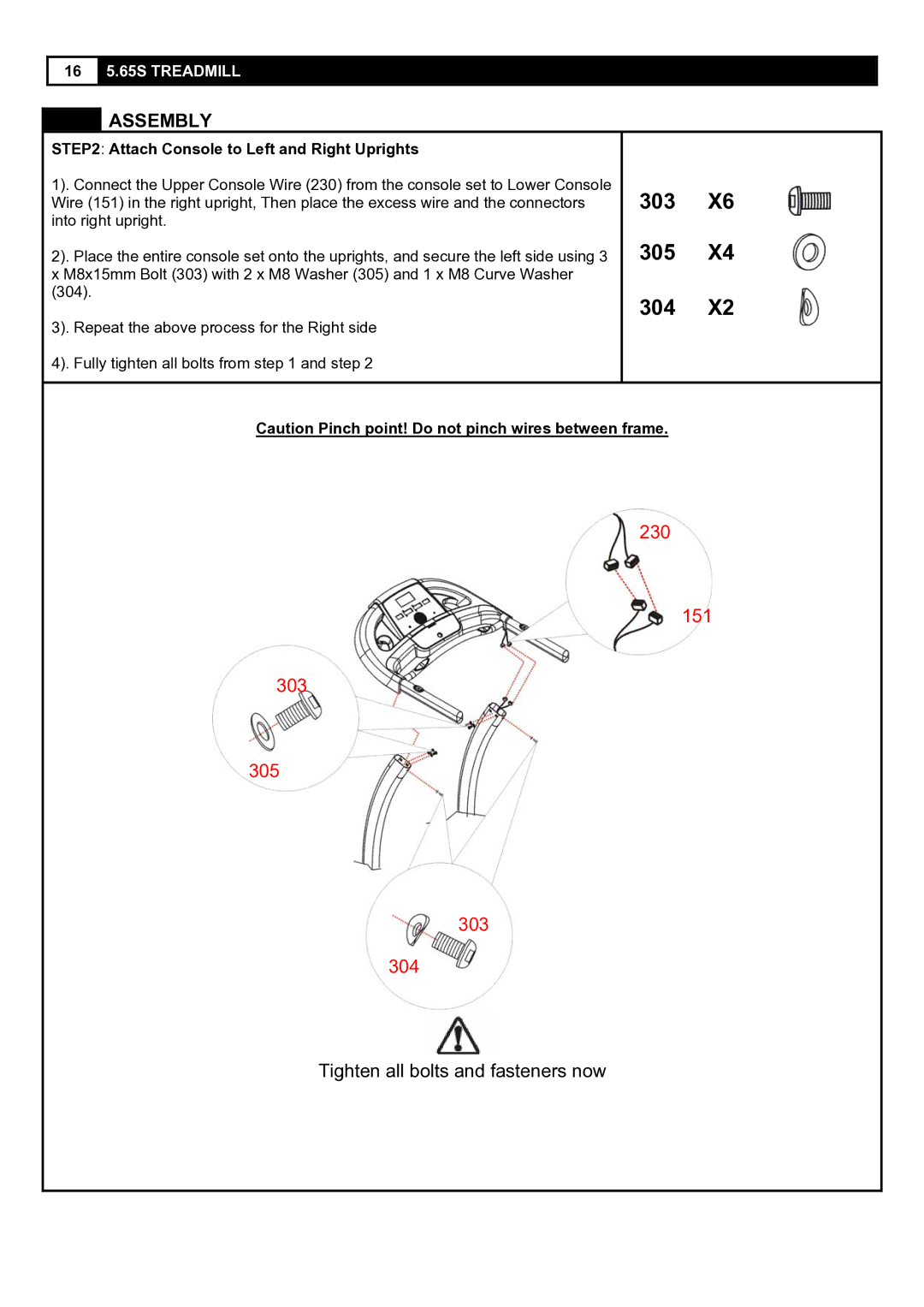 Smooth Fitness 5.65S user manual Assembly, Attach Console to Left and Right Uprights 