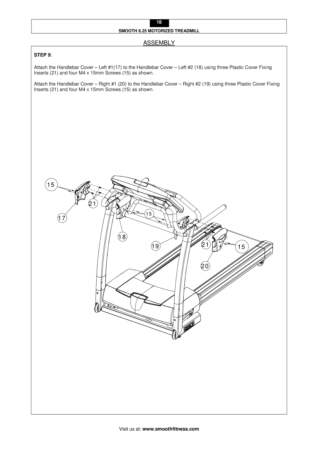 Smooth Fitness 6.25 user manual Assembly 