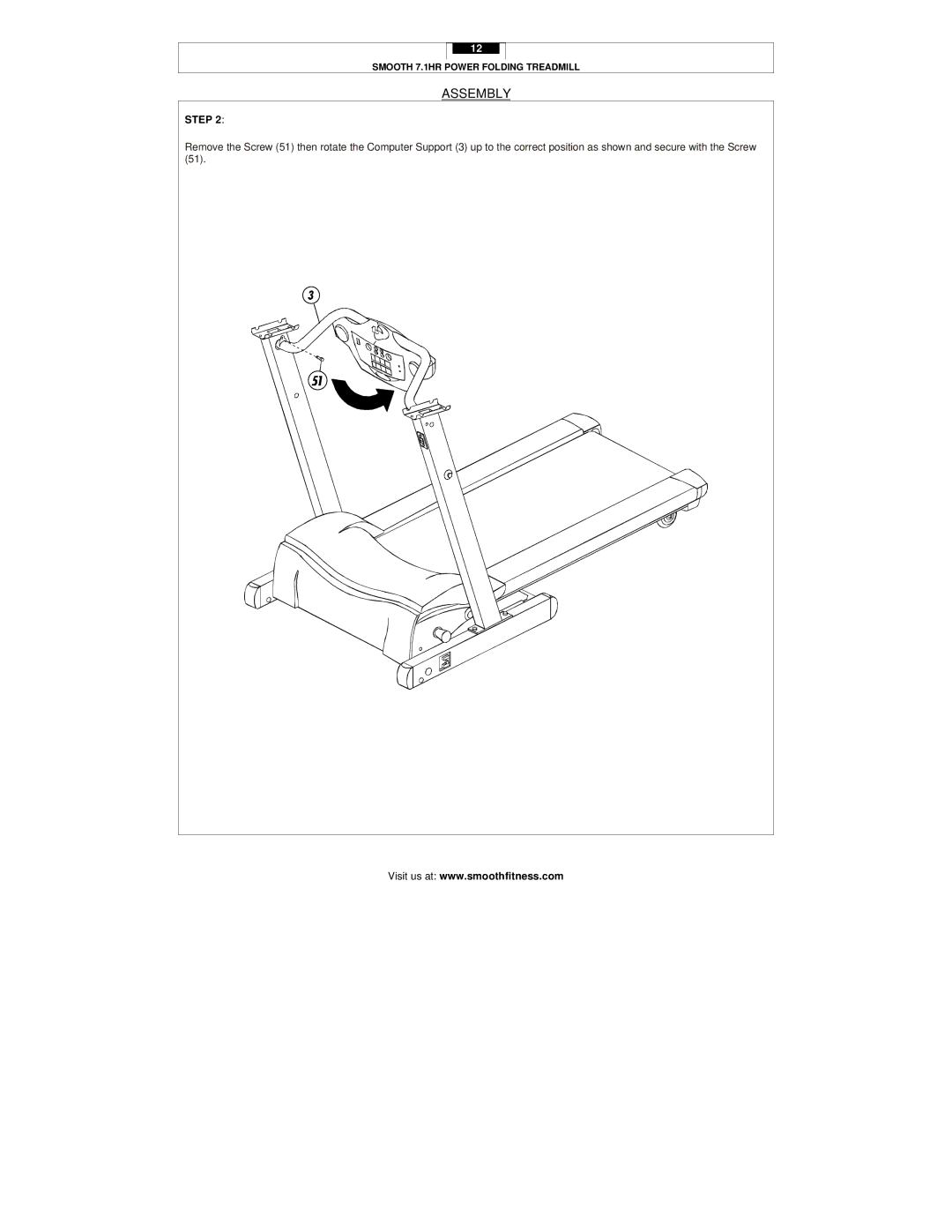 Smooth Fitness 7.1HR user manual Assembly 