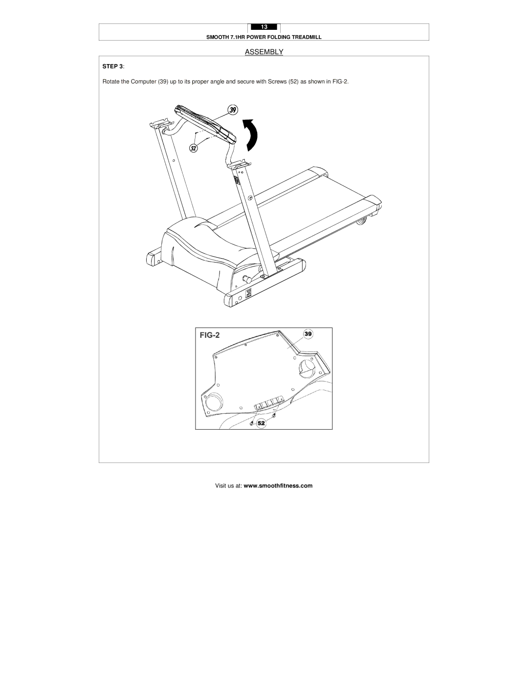 Smooth Fitness 7.1HR user manual Assembly 