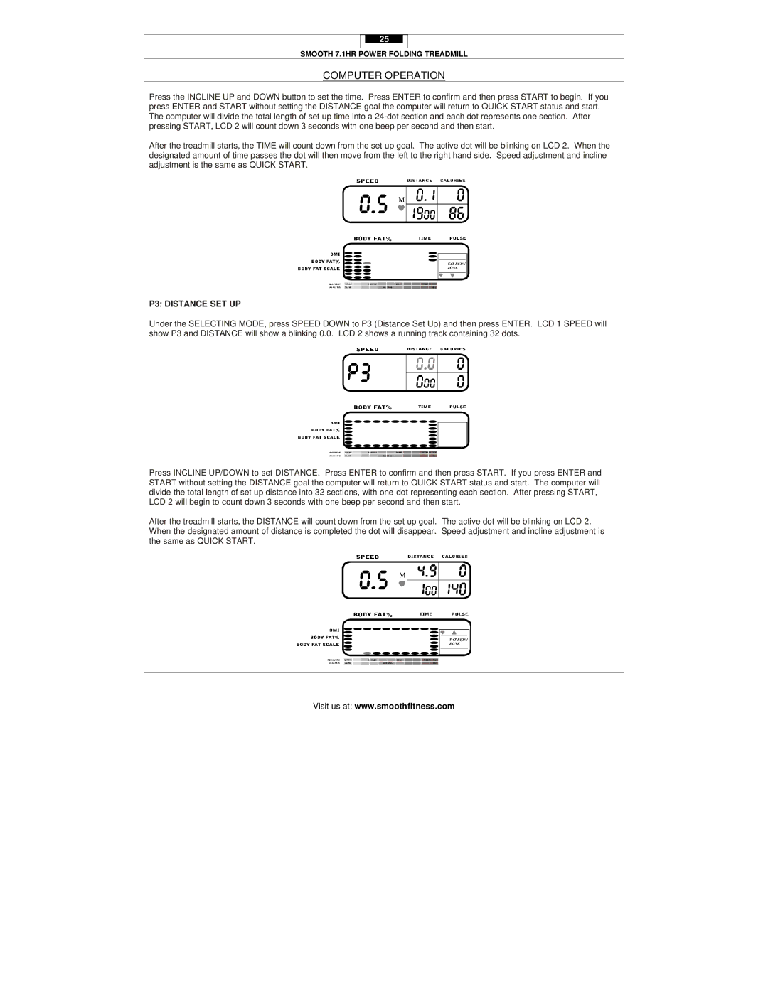 Smooth Fitness 7.1HR user manual P3 Distance SET UP 