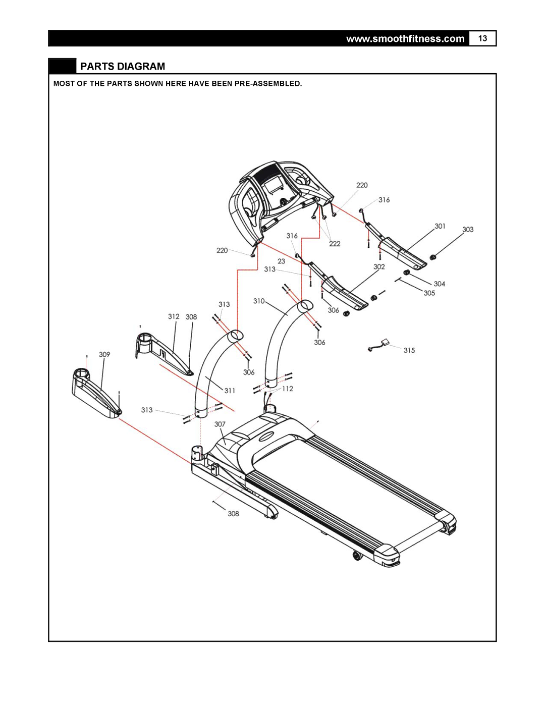 Smooth Fitness 7.35 R user manual Parts Diagram 