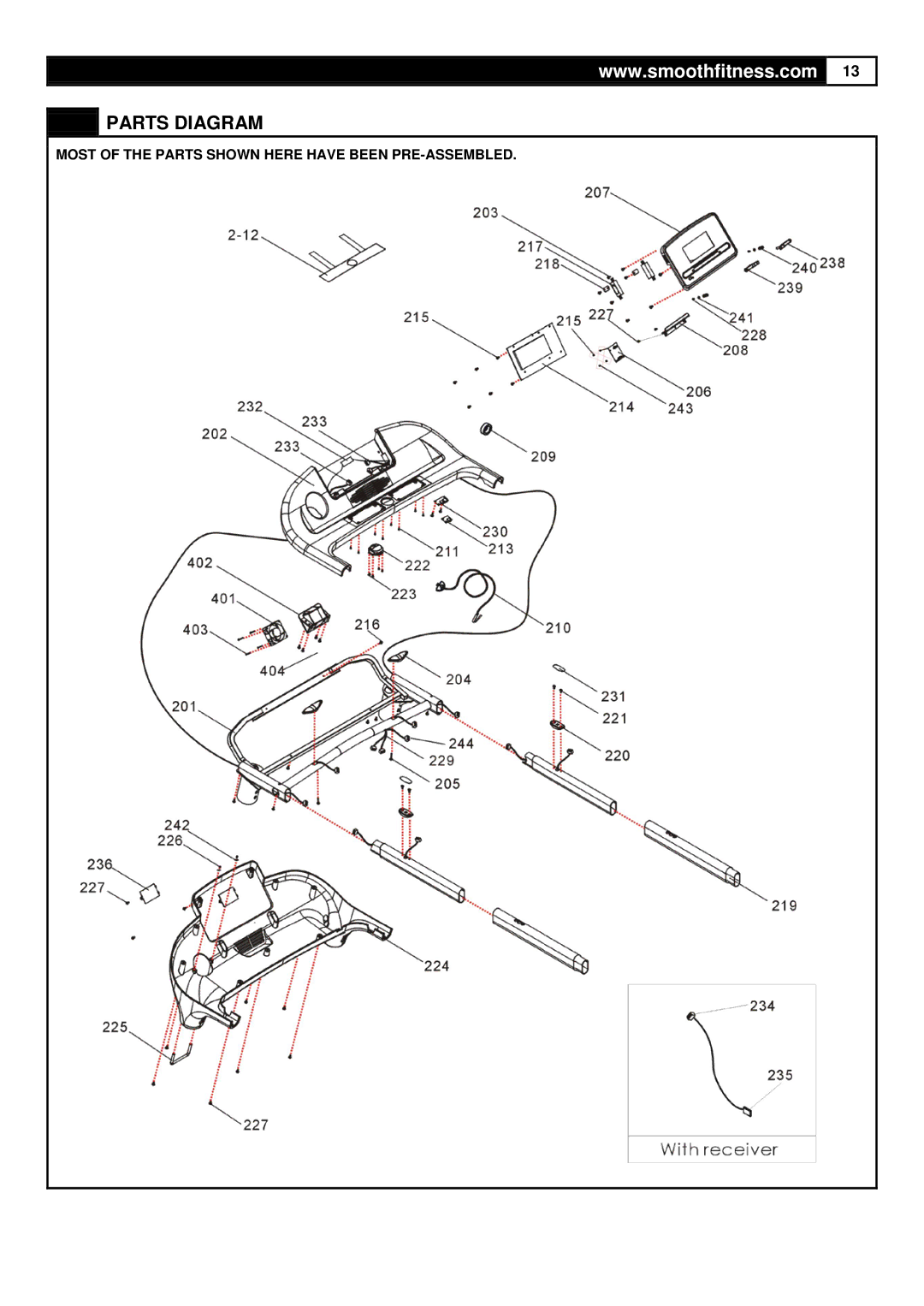 Smooth Fitness 735 user manual Parts Diagram 