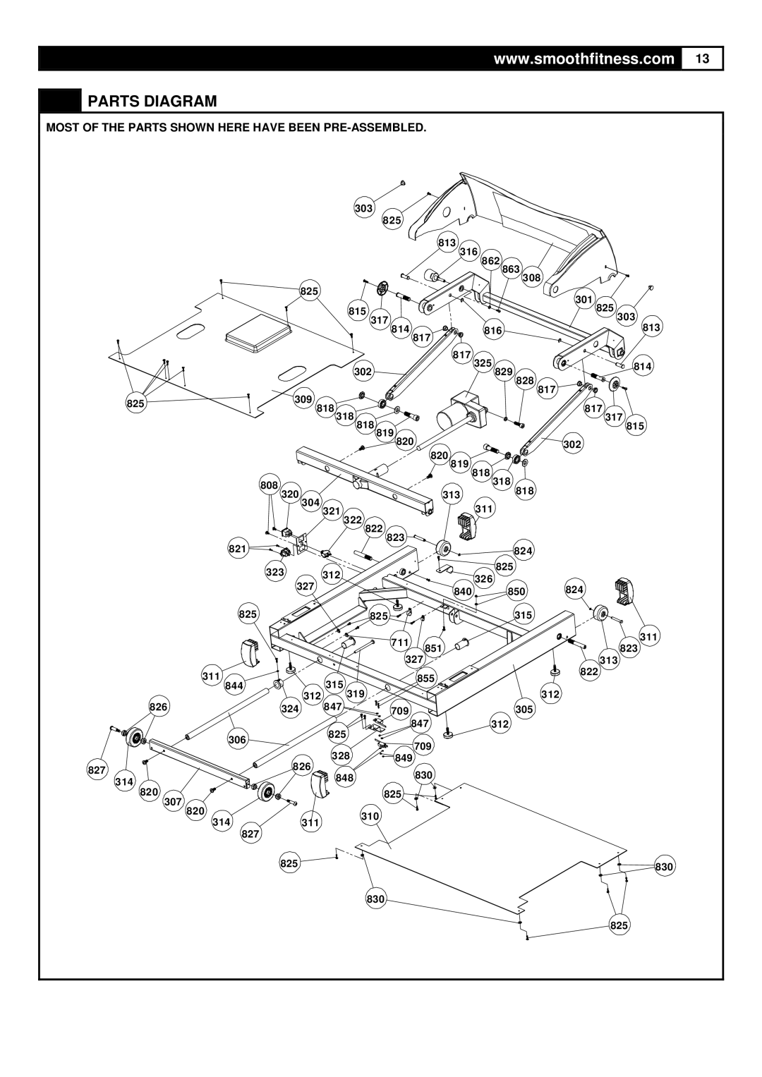 Smooth Fitness 7.6HR PRO user manual Parts Diagram 