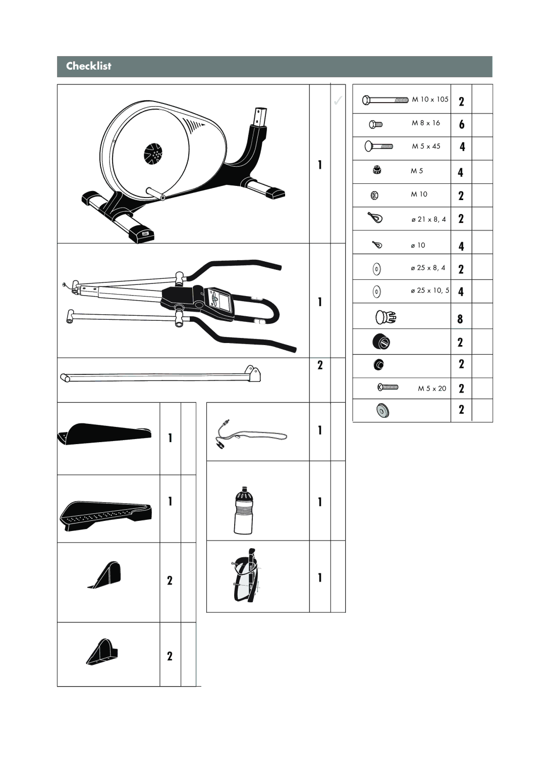 Smooth Fitness 7858-699 manual Checklist 